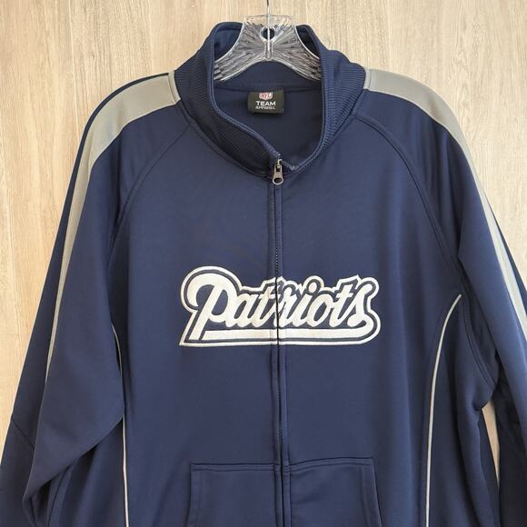 New England Patriots Full Zip Men’s XL Warm Up Track Jacket Blue NFL Football - Picture 3 of 12
